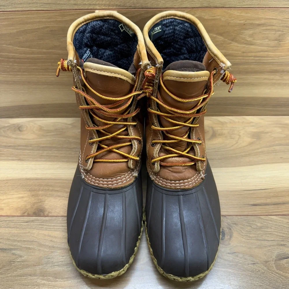 LL BEAN Duck Boots Mens 8 M Brown Leather Gore Tex Waterproof